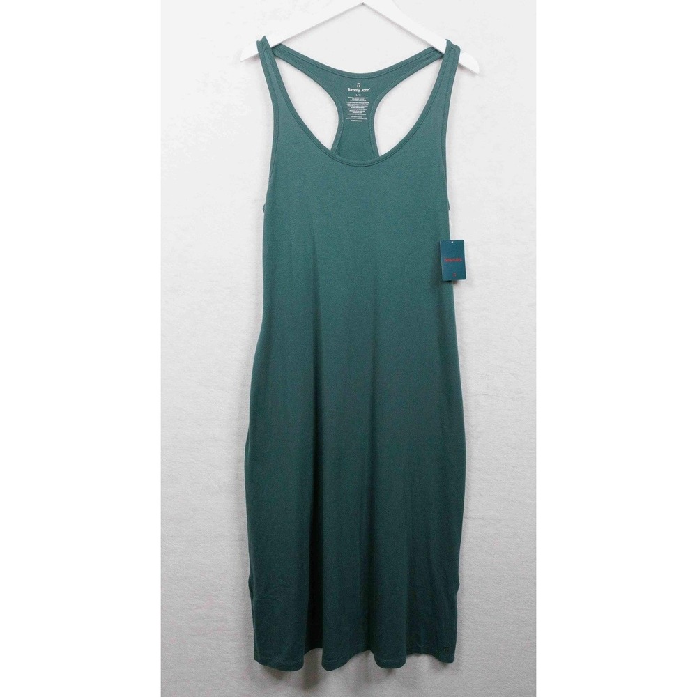 TOMMY‎ JOHN Second Skin Racerback Tank Maxi Dress Mallard Green Sz L NWT